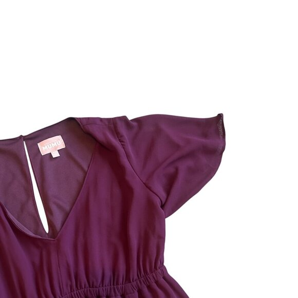 Show Me Your Mumu Burgundy Maxi Dress Gown Short Sleeve V-Neck Size Medium Women - Picture 3 of 12